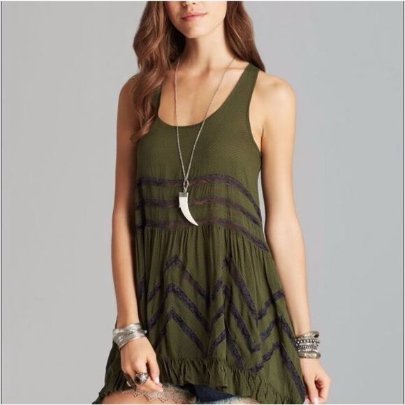 Intimately Free People Voile & Lace Trapeze Polka Dot Slip Dress - Picture 1 of 8